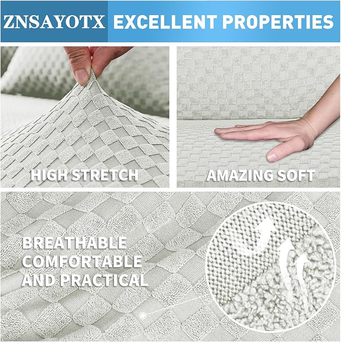 ZNSAYOTX Sectional Couch Covers, Stretch Jacquard Slipcovers - Image 5