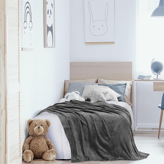 Utopia Bedding Ultra Soft Fleece Bed Blanket Twin Size Grey | Microfiber Plush - Image 9