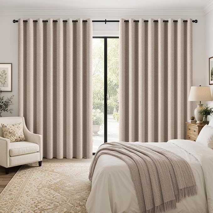 MIULEE Extra Wide 100% Blackout Linen Curtains - Image 2