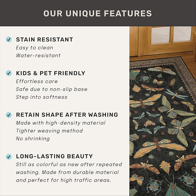 5x8 Black Rug for Bedroom - Image 7