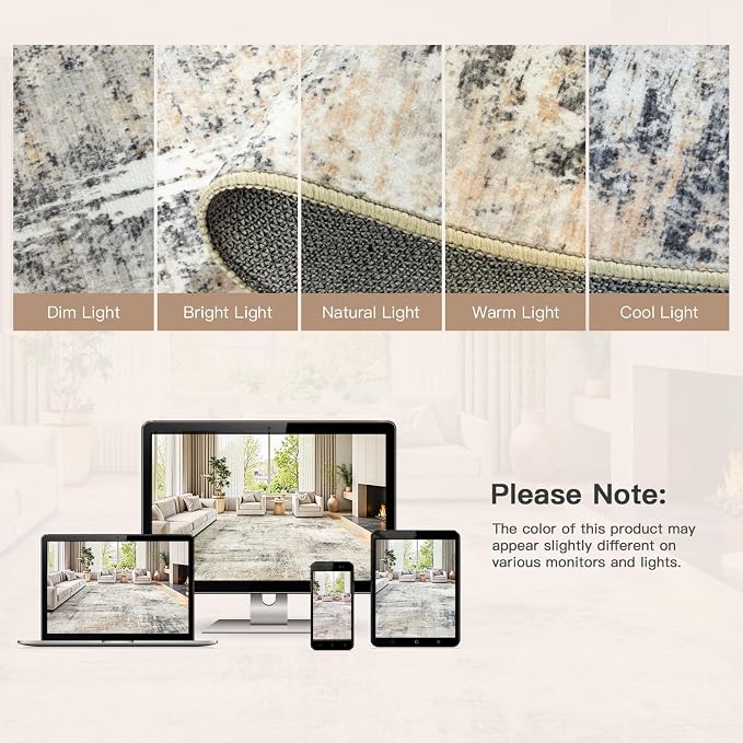 5x8 Area Rug for Living Room, Abstract Washable Non-Slip Carpet, Dining Room - Image 8