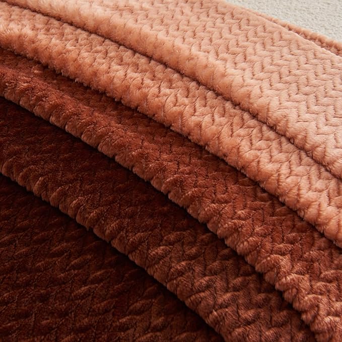 NEWCOSPLAY Super Soft Throw Blanket Ombre Coffee Premium Silky Flannel Fleece Leaves Pattern Lightweight Bed Blanket All Season Use (Ombre Coffee, Throw(50"x60"))