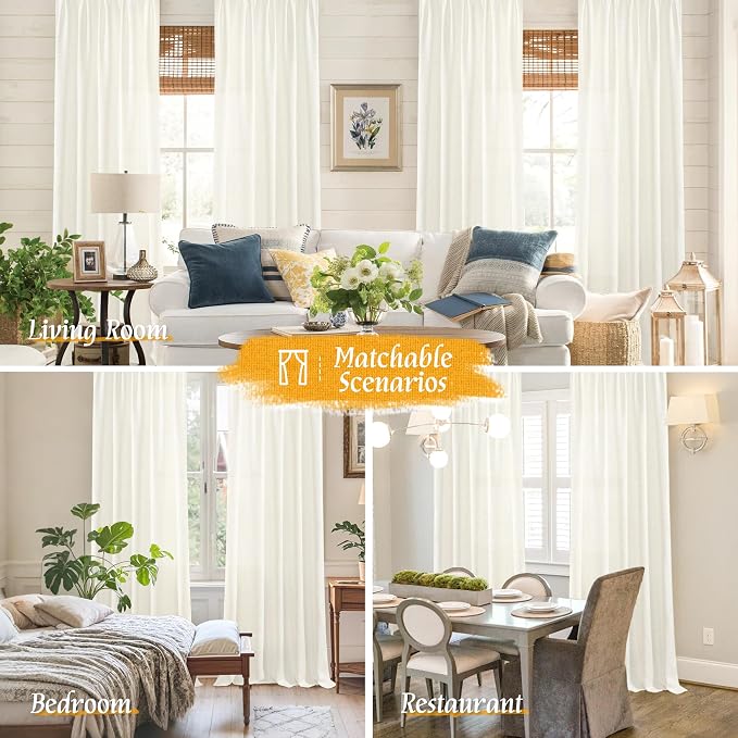 Light Filtering Natural Linen Curtains 63 Inch Length - Image 6