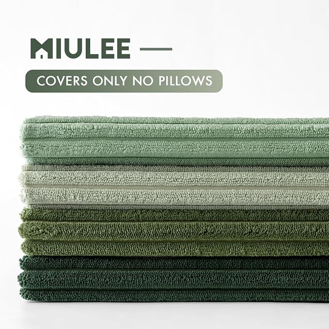 MIULEE Soft Corduroy Decorative Throw Pillow Covers Forest Green 18x18 | Set of - Image 7