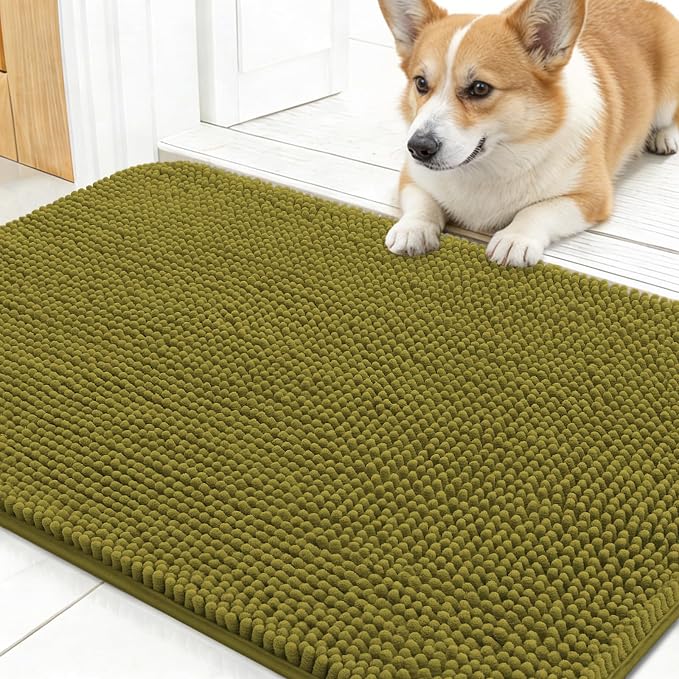OLANLY Dog Door Mat for Muddy Paws 30x17, Super Absorbent Chenille Mud Mat | by OLANLY