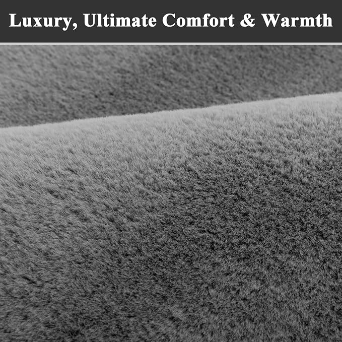 SHACOS Ultra Soft Faux Rabbit Fur Area Rug 6'x9', Non Slip Washable Padded - Image 7
