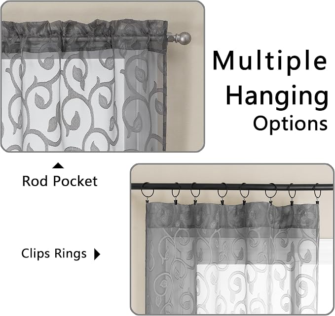Furman Sheer White Curtains 45 Inch Length 2 Panels Set - Image 5
