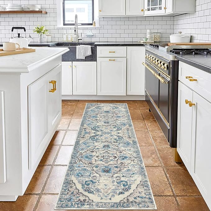HEBE Hallway Runner Rug 2'x6', Washable Non Slip Kitchen Rug Runner | Soft Boho - Image 8