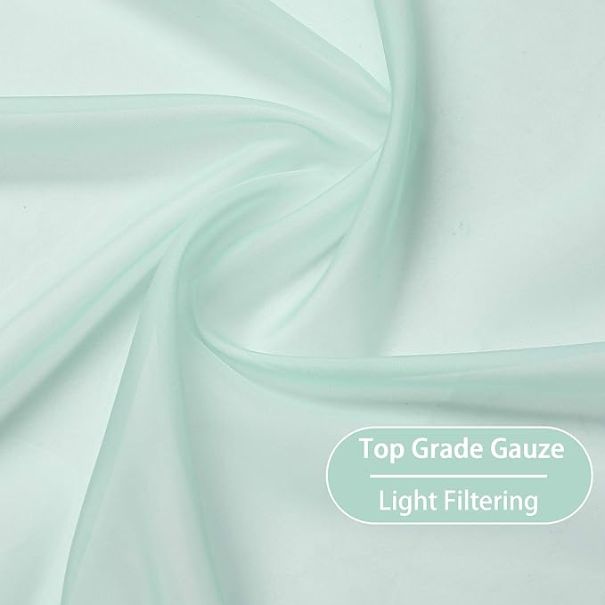 KEQIAOSUOCAI Aqua Sheer Curtains -Seafoam Green Grommet Voile Sheer Drapes Airy Curtain Panels with Light Filtering Window Treatment for Boy's Bedroom(2 Pieces,54 Wide x 63 Long inches)