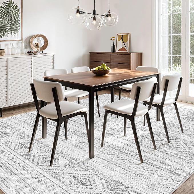 cotiled Boho 9x12 Area Rug for Living Room: Large Moroccan Washable Rug | Stain - Image 7