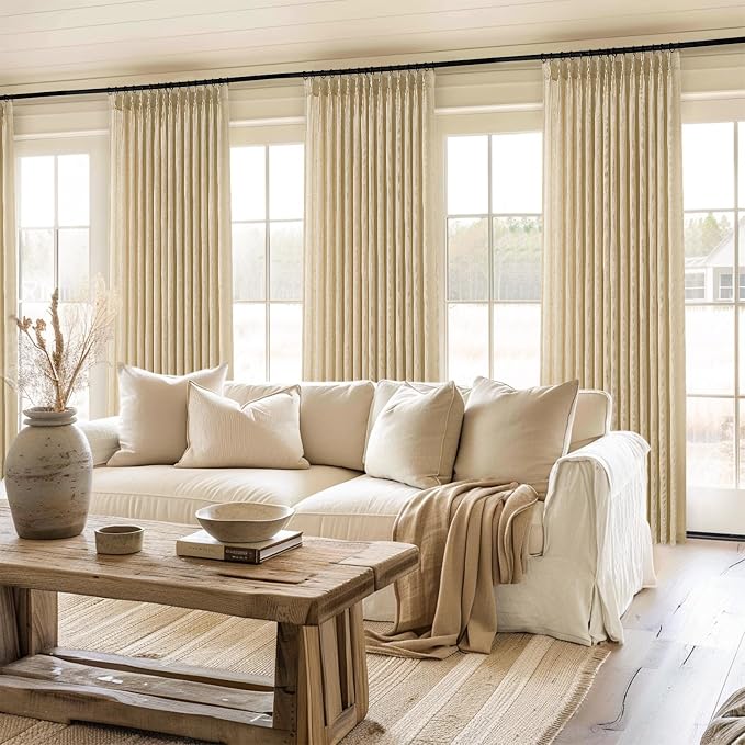 Topfinel Natural Linen Pinch Pleated Curtains 63 Inch Length 2 Panels - Image 8