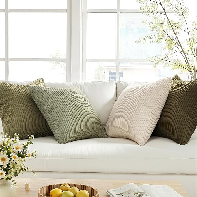 Topfinel Green White Spring Pillow Covers 18x18 Inch Set of 4 Boho Nordic - Image 2