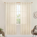 Beige Faux Linen Curtains for Doorway Living Room 2 Panels Set | 80 Inch Faux by LAMIT