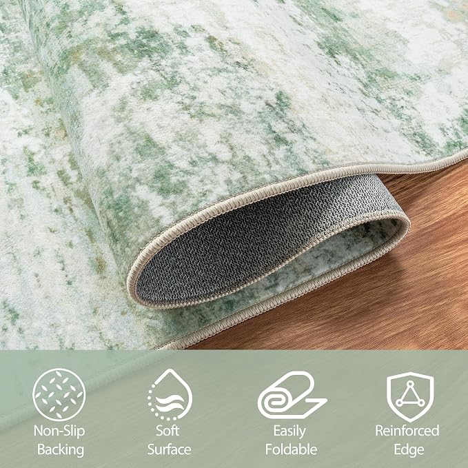Aelenmu 5x7 Area Rugs for Living Room Washable Bedroom Dining Room Green | - Image 5