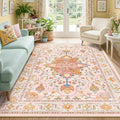 RELEANY Washable Area Rug, Water Repellent, Pet Friendly, Vintage Floral Boho by RELEANY