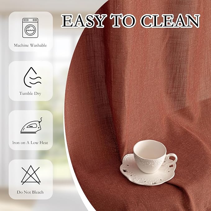 MYSKY HOME Terracotta Curtains for Bedroom Living Room 84 Inches Long Light - Image 8