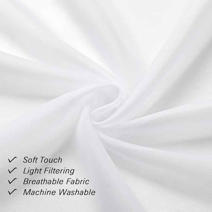 Sheer White Curtains 14 Inch Length 2 Pieces, Light Filtering Voile Cafe - Image 4