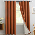 Yakamok Burnt Orange Linen Textured Curtains 96 Inches Long by Yakamok