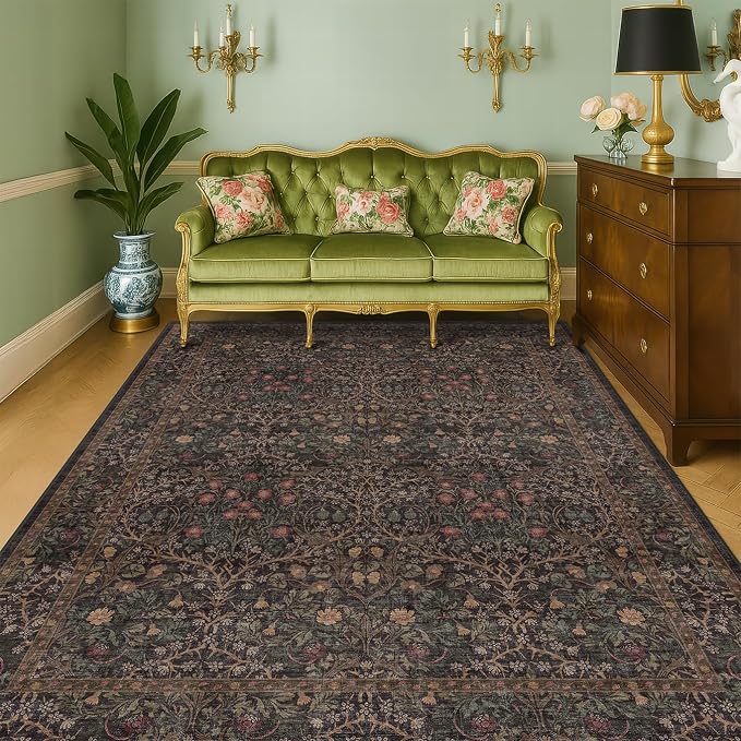 Dark Brown Washable 5x7 Area Rugs - Image 6