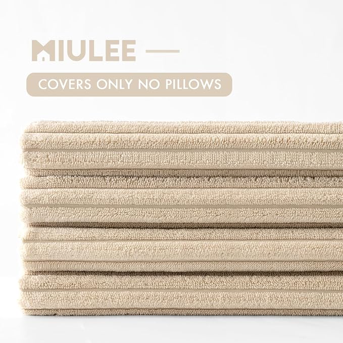 MIULEE Soft Corduroy Decorative Throw Pillow Covers Beige 18x18 | Set of 4 - Image 6