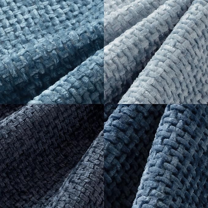 MIULEE Decorative Chenille Lumbar Pillow Covers Blue Series 12x20 | Pack of 4 - Image 2