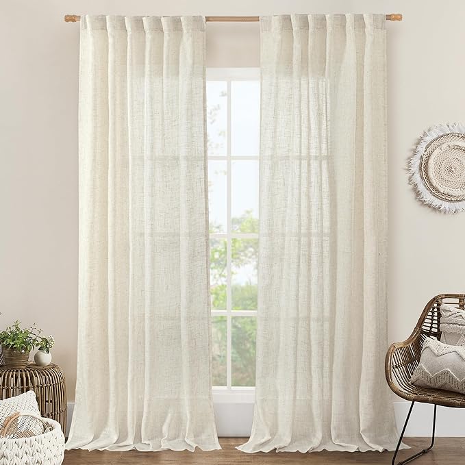102 inch Long Linen Curtains 2 Panels by LAMIT