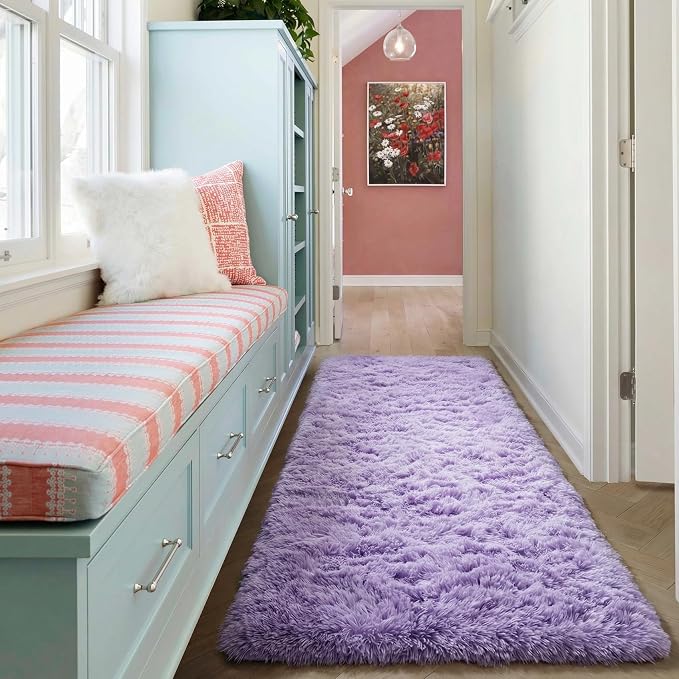 Light Purple Runner Rugs for Girls Bedroom Living Room, Fluffy 2x6 Area Rug | - Image 7