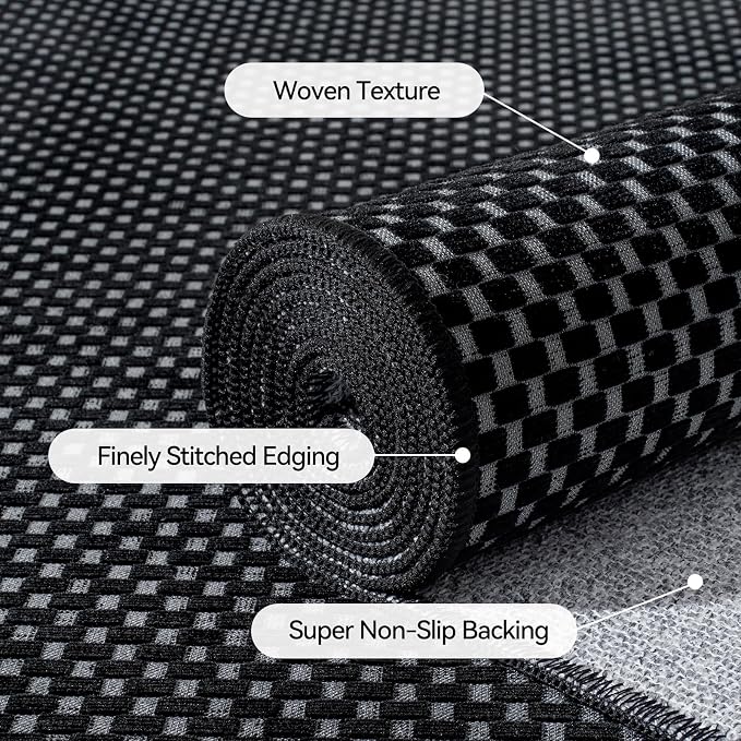 Hallway Runner Rug Woven Washable Long Kitchen Runner Black 2x5 ft | Boho Soft - Image 5