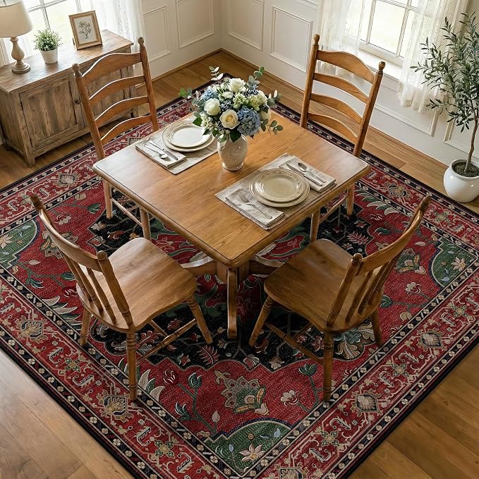 RELEANY Washable Area Rug, Square 7'x7', Water Repellent, Pet Friendly by RELEANY
