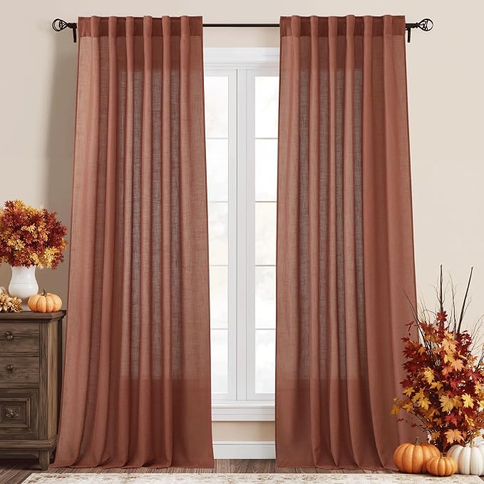 RYB HOME Linen Semi Sheer Curtains by RYBHOME
