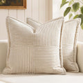 MIULEE Decorative Euro Sham Throw Pillow Covers 24x24 Inch Beige 2 Pack | Boho by MIULEE