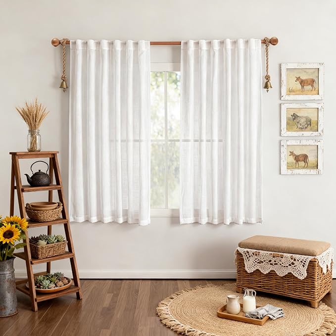 MYSKY HOME Short White Sheer Curtains - Image 2