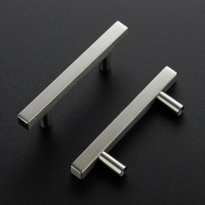 Ravinte 30 Pack Cabinet Handles 3 Inch Brushed Nickel Cabinet Pulls Square Hardware for Kitchen Cabinets - 5 Inch Total Length