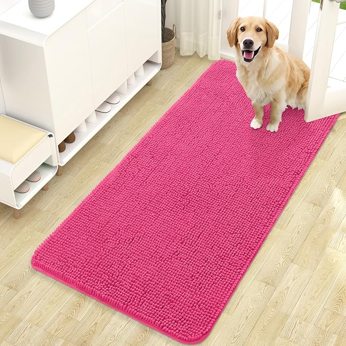 OLANLY Dog Door Mat for Muddy Paws 47x24, Super Absorbent Chenille Mud Mat | by OLANLY
