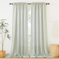 RYB HOME Extra Long Linen Curtains 120 inches for Living Room, Light Filtering Privacy Protection Vertical Decorative 2 Panels Set Window Treatments for Bedroom, Sage Green, W 52 x L 120 inches