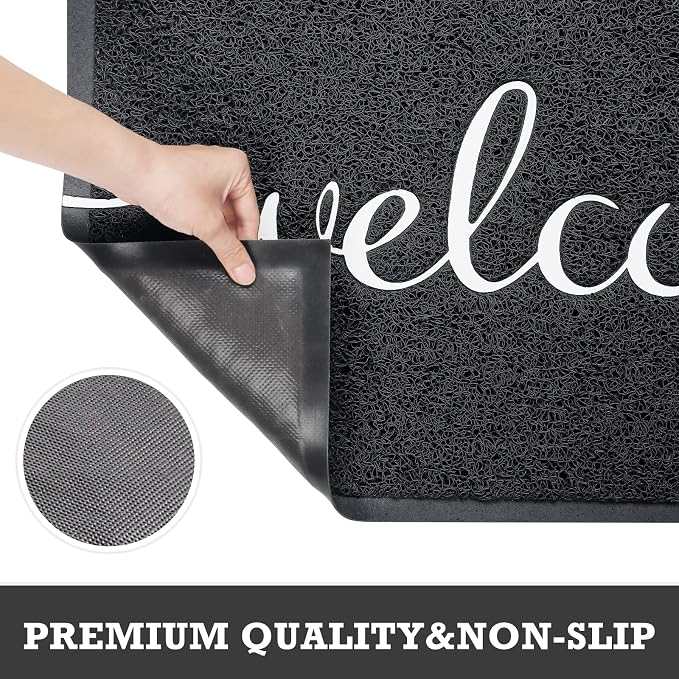Black Door Mat Welcome Mats Outdoor Indoor Doormat - Image 4