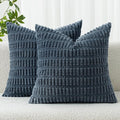 MIULEE Corduroy Decorative Throw Pillow Covers 18x18 Blue Pack of 2 | Soft Boho by MIULEE