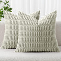 MIULEE Corduroy Decorative Throw Pillow Covers 16x16 Light Green Pack of 2 | by MIULEE