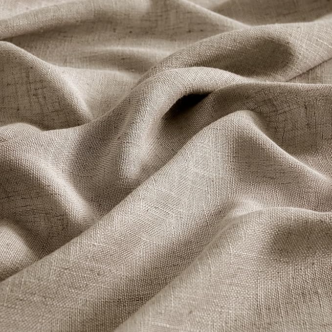 MIULEE Taupe Grey Linen Curtains 52x45 Inch Length 2 Panels - Image 4