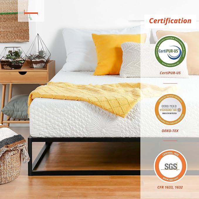 PrimaSleep Twin XL Mattress, 6 Inch Gel Memory Foam Mattress, Gel Infused for Comfort and Pressure Relief, CertiPUR-US Certified, Bed-in-a-Box, Medium Firm, Twin XL Size