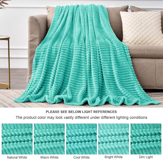 BEDELITE 3D Ribbed Jacquard Aqua Fleece Throw Blanket - Image 6