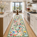 PLHXFR 2.6x14 Washable Runner Rug：Floral Indoor Kitchen Soft Carpet Green | by PLHXFRSoftAreaRugs