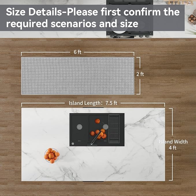 Kitchen Runner Rug Mat Non Slip Hallway Runner Washable Gray 2x6 ft | Boho Soft - Image 2