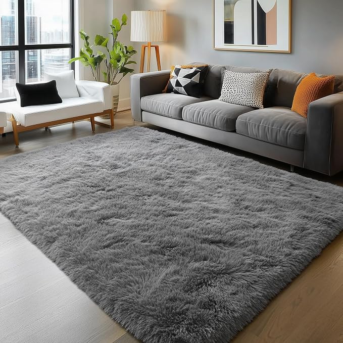Plush Washable Area Rugs for Living Room 5x7 Grey, Soft Shaggy Rugs Carpets | - Image 9