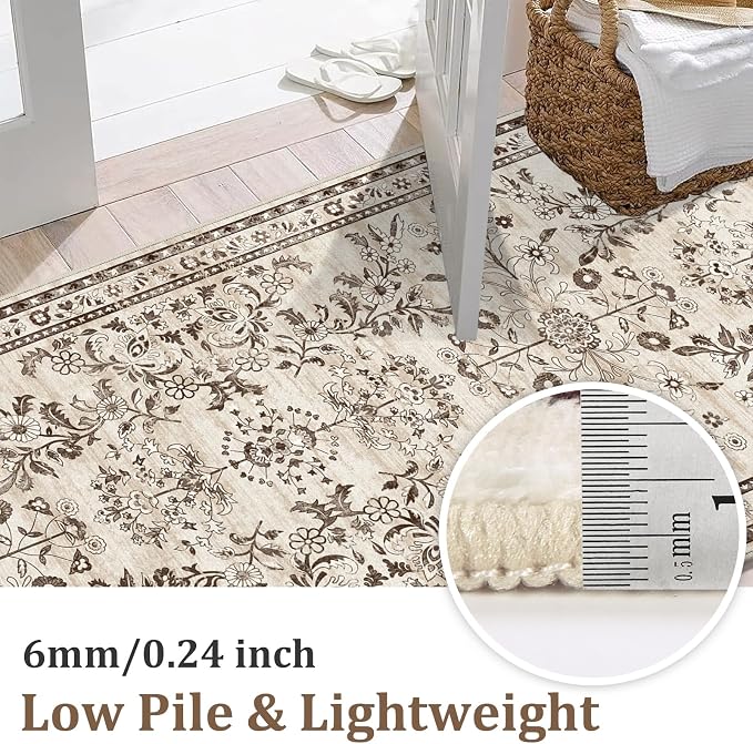 Yamaziot 2x10 Washable Hallway Runner Rug Non Slip Floral Carpet, Stain - Image 2