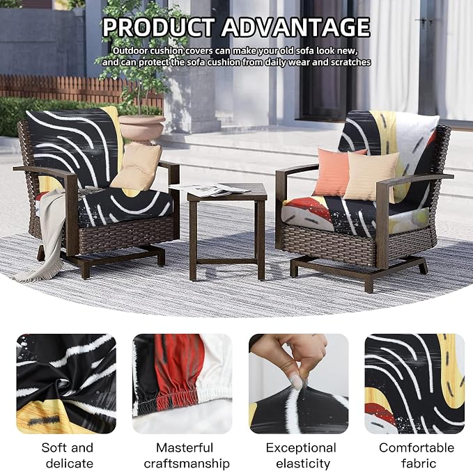 8Pcs Outdoor Cushion Covers, Elastic Patio Cushion Covers | Washable, - Image 3