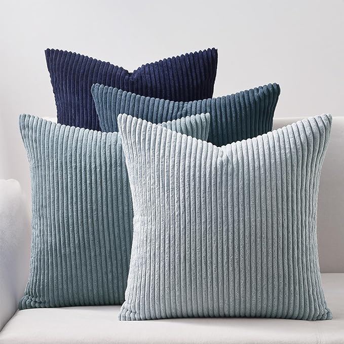 Topfinel Decorative Throw Pillow Covers Dusty Blue Navy Series 18x18 Inch Set by Topfinel