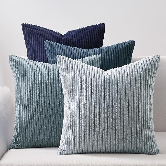 Topfinel Decorative Throw Pillow Covers Dusty Blue Navy Series 16x16 Inch Set by Topfinel