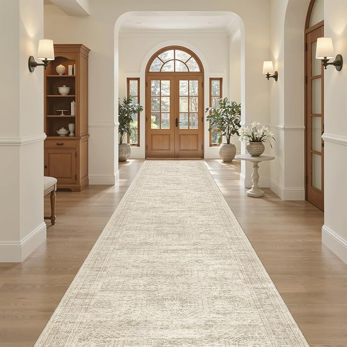 Soalmost Washable 3x16 Hallway Runner Rug Non-Slip Kitchen Entry Rugs Beige | by Soalmost