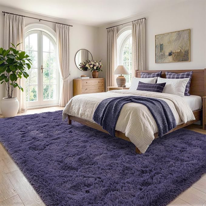 4'x5'3'' Taro Purple Fluffy Soft Area Rug Non-Slip - Image 3
